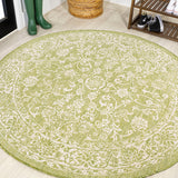 Tela Bohemian Textured Weave Floral Indoor/outdoor Round Rug