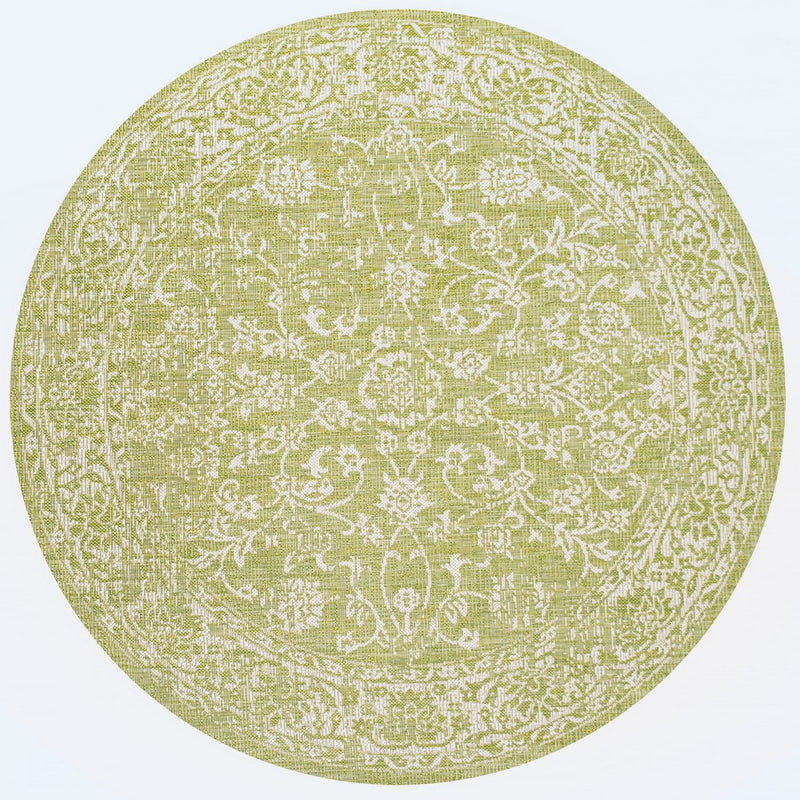 Tela Bohemian Textured Weave Floral Indoor/outdoor Round Rug