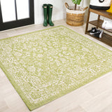 Tela Bohemian Textured Weave Floral Indoor/outdoor Square Rug