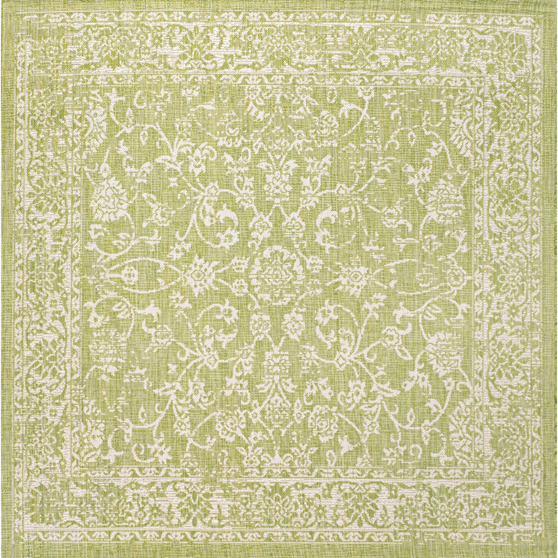 Tela Bohemian Textured Weave Floral Indoor/outdoor Square Rug