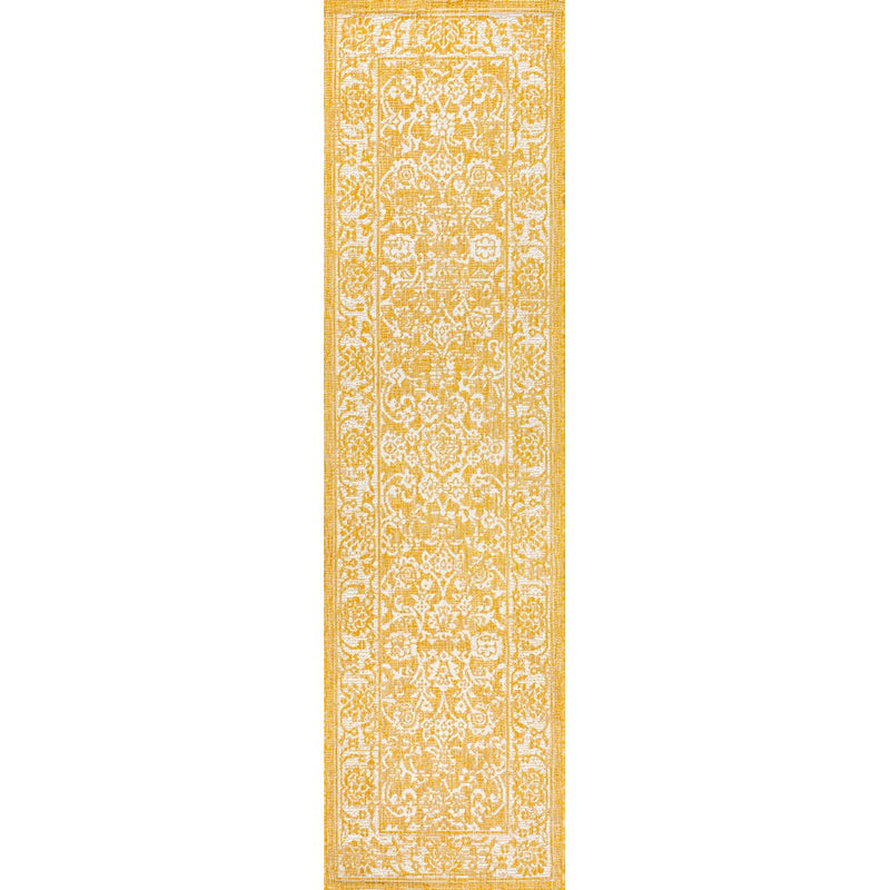Tela Bohemian Textured Weave Floral Indoor/outdoor Runner Rug