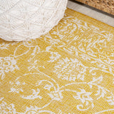 Tela Bohemian Textured Weave Floral Indoor/outdoor Area Rug