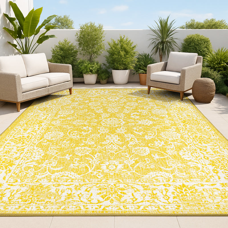 Tela Bohemian Textured Weave Floral Indoor/outdoor Area Rug