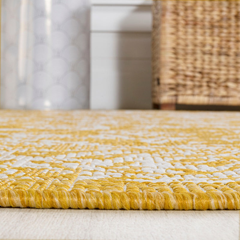 Tela Bohemian Textured Weave Floral Indoor/outdoor Square Rug