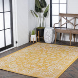 Tela Bohemian Textured Weave Floral Indoor/outdoor Area Rug