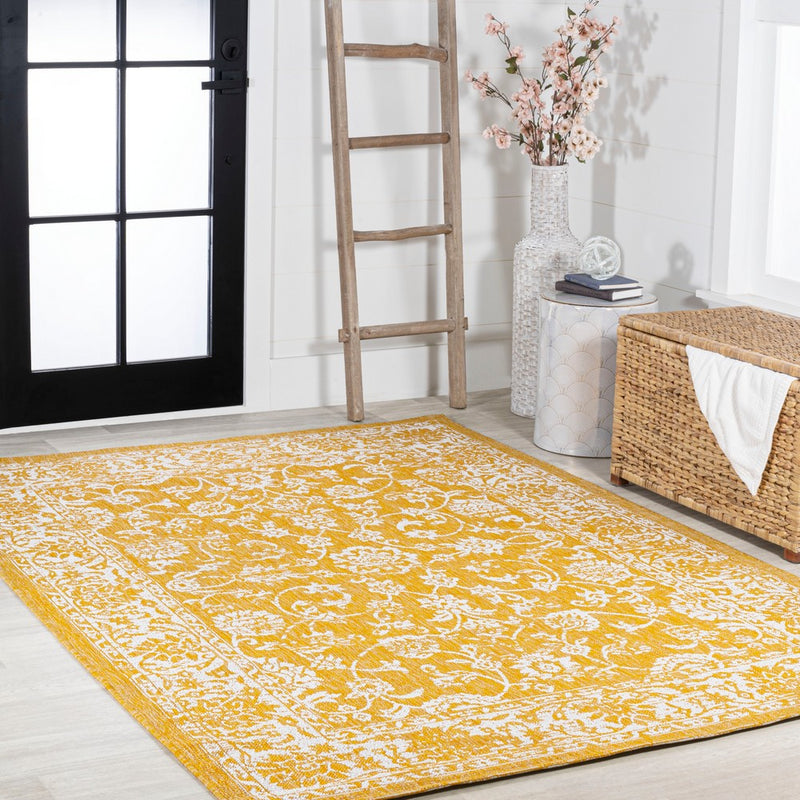 Tela Bohemian Textured Weave Floral Indoor/outdoor Area Rug