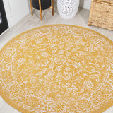 Tela Bohemian Textured Weave Floral Indoor/outdoor Round Rug