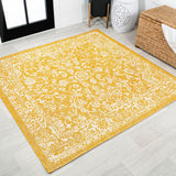 Tela Bohemian Textured Weave Floral Indoor/outdoor Square Rug
