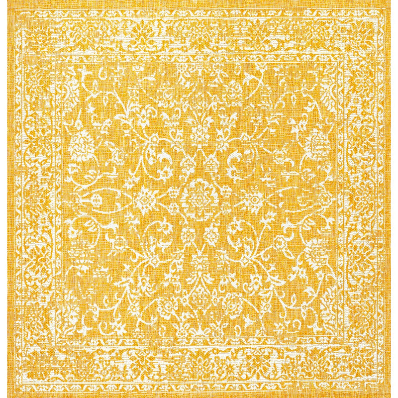 Tela Bohemian Textured Weave Floral Indoor/outdoor Square Rug