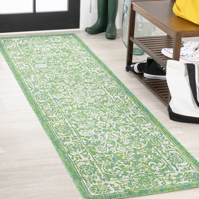 Tela Bohemian Textured Weave Floral Indoor/outdoor Runner Rug