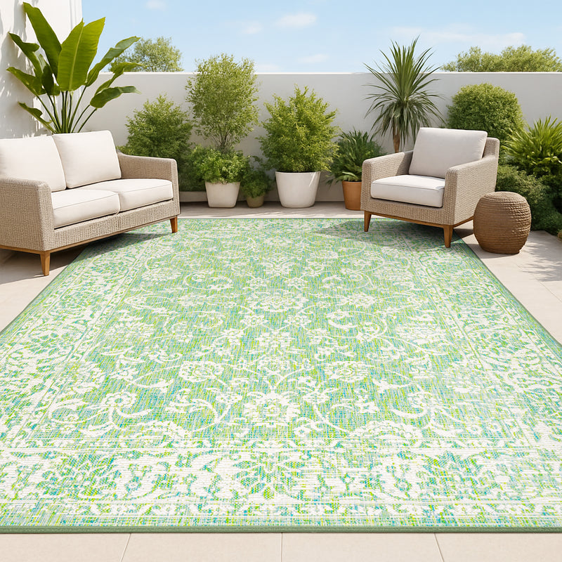 Tela Bohemian Textured Weave Floral Indoor/outdoor Area Rug
