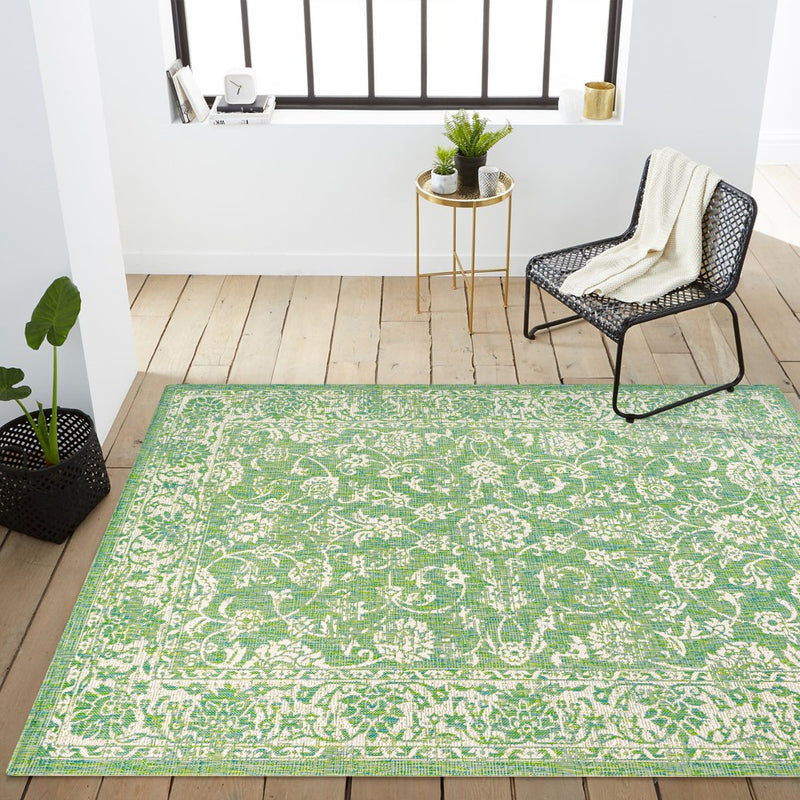 Tela Bohemian Textured Weave Floral Indoor/outdoor Area Rug