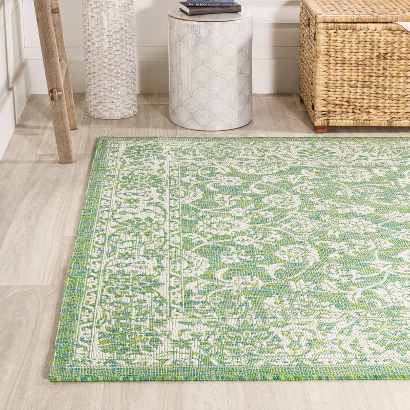 Tela Bohemian Textured Weave Floral Indoor/outdoor Area Rug
