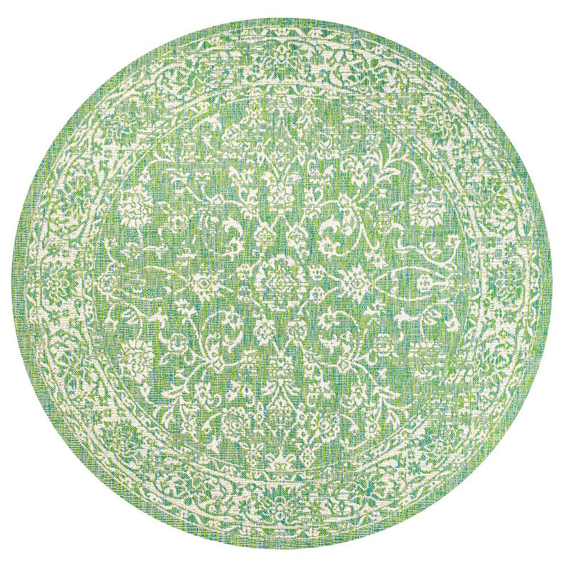Tela Bohemian Textured Weave Floral Indoor/outdoor Round Rug
