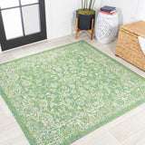 Tela Bohemian Textured Weave Floral Indoor/outdoor Square Rug