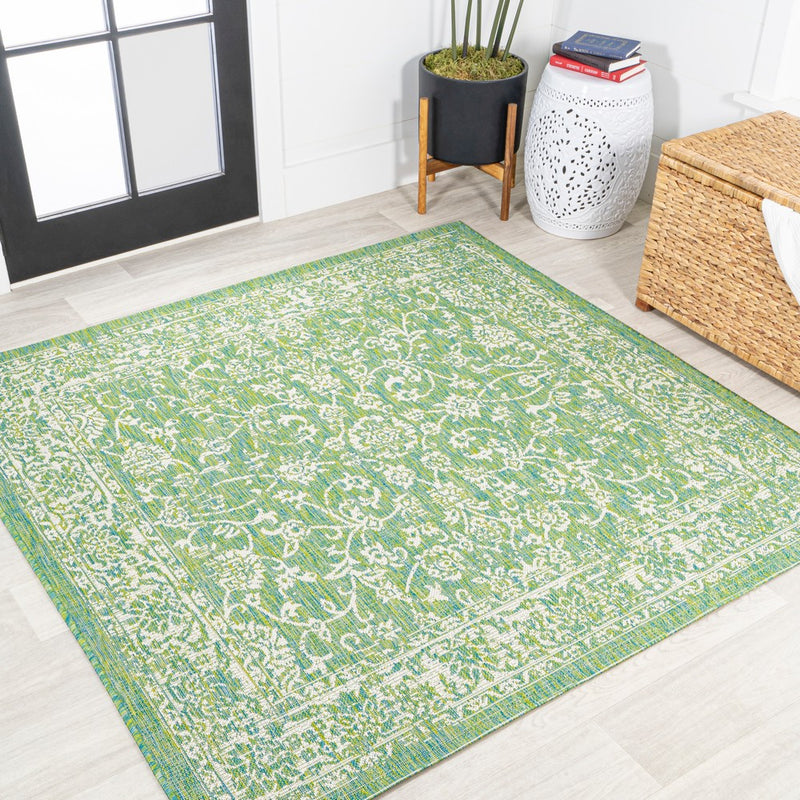 Tela Bohemian Textured Weave Floral Indoor/outdoor Square Rug