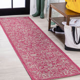 Tela Bohemian Textured Weave Floral Indoor/outdoor Runner Rug