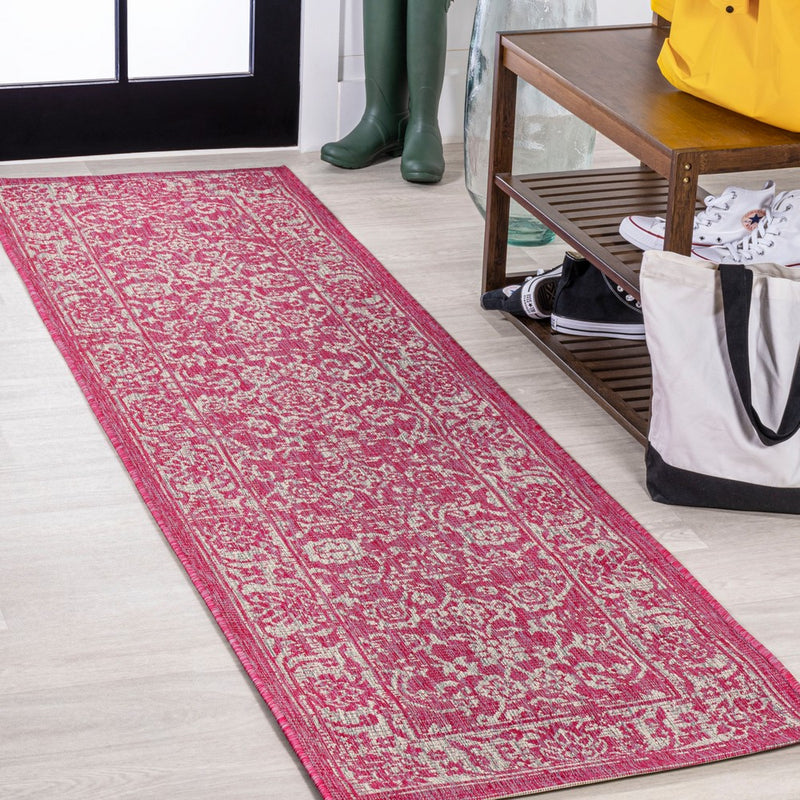 Tela Bohemian Textured Weave Floral Indoor/outdoor Runner Rug