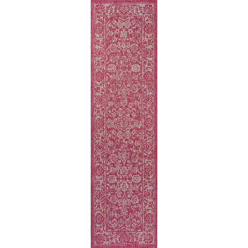 Tela Bohemian Textured Weave Floral Indoor/outdoor Runner Rug