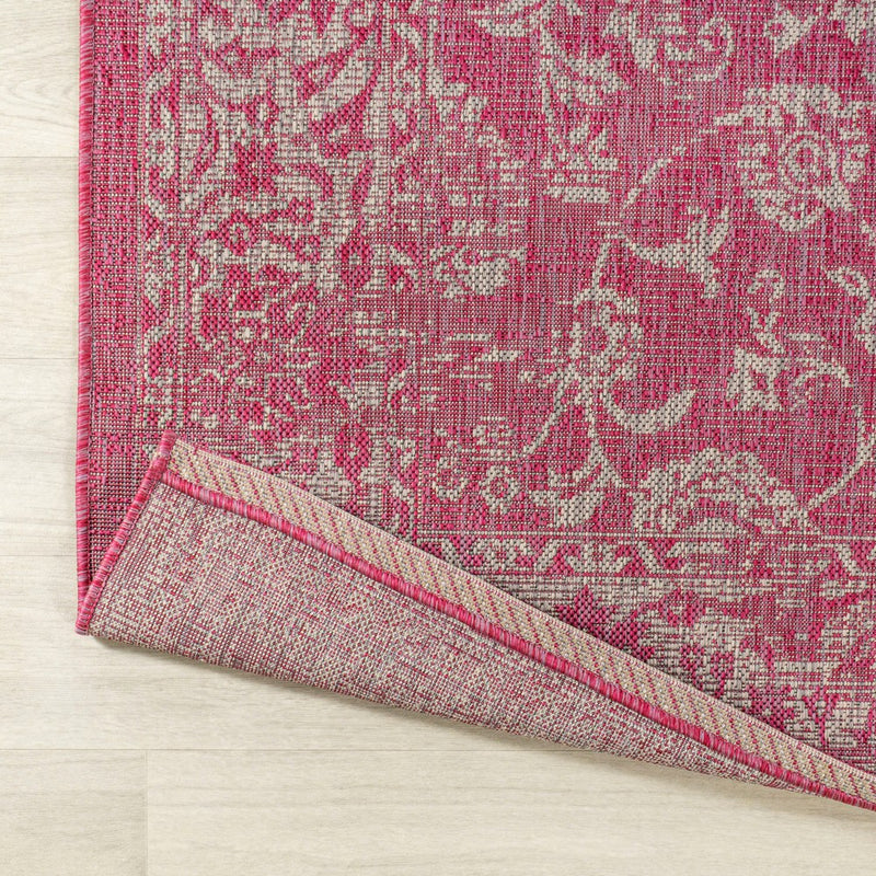 Tela Bohemian Textured Weave Floral Indoor/outdoor Runner Rug