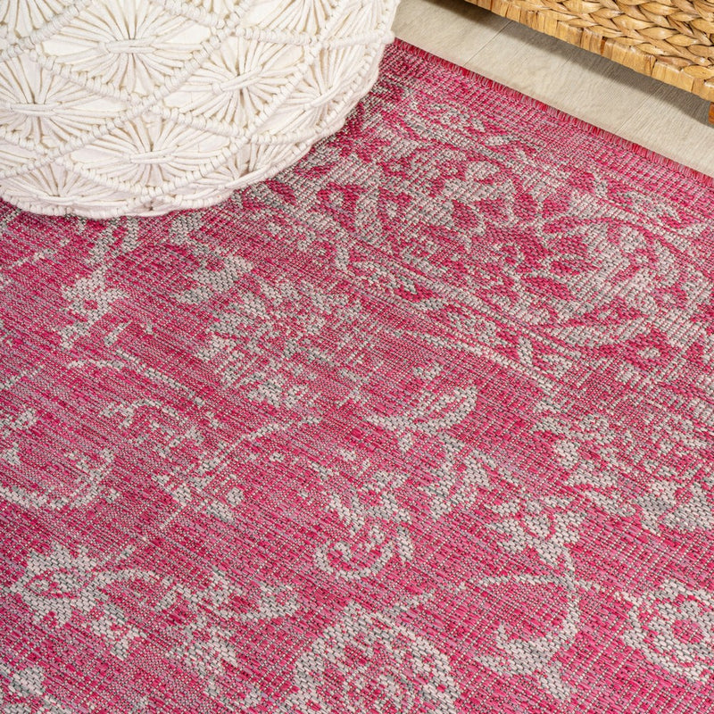 Tela Bohemian Textured Weave Floral Indoor/outdoor Square Rug