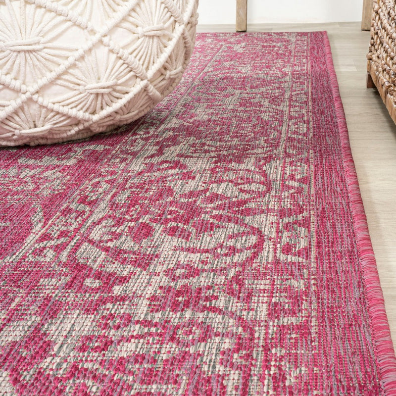 Tela Bohemian Textured Weave Floral Indoor/outdoor Square Rug