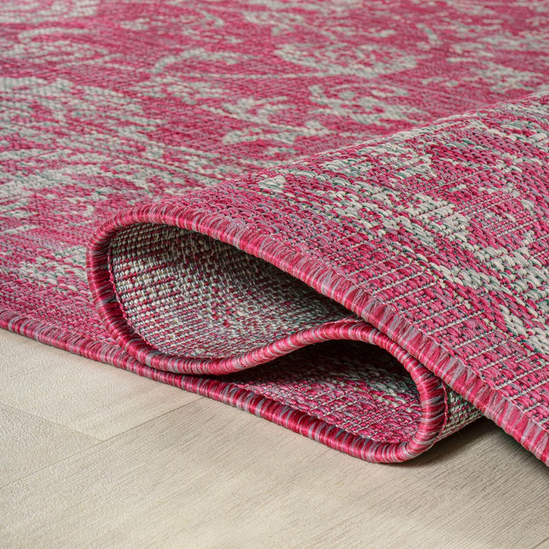 Tela Bohemian Textured Weave Floral Indoor/outdoor Runner Rug