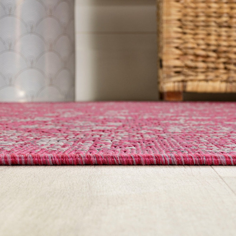 Tela Bohemian Textured Weave Floral Indoor/outdoor Runner Rug