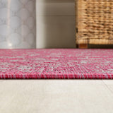 Tela Bohemian Textured Weave Floral Indoor/outdoor Round Rug