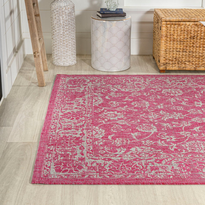 Tela Bohemian Textured Weave Floral Indoor/outdoor Area Rug