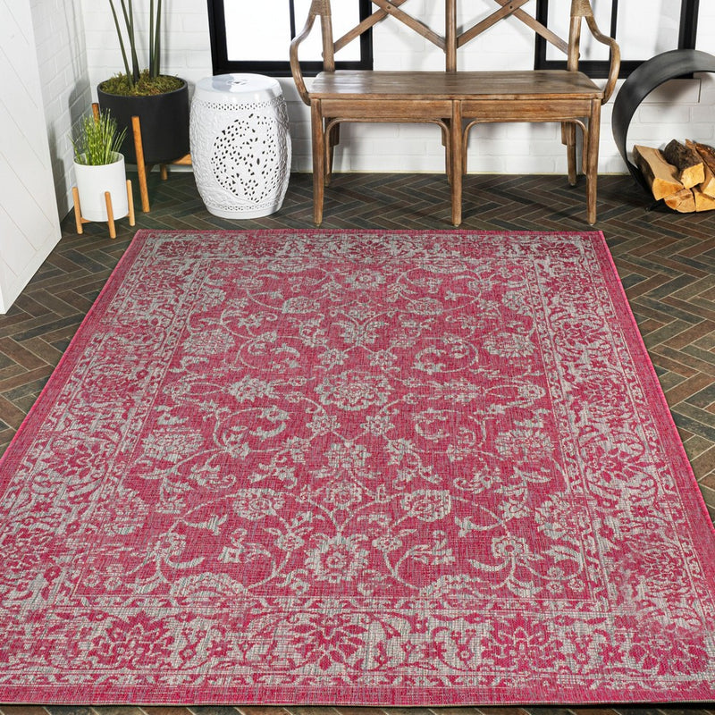 Tela Bohemian Textured Weave Floral Indoor/outdoor Area Rug