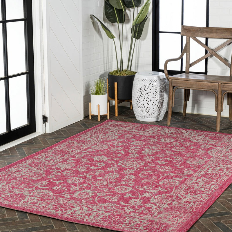 Tela Bohemian Textured Weave Floral Indoor/outdoor Area Rug
