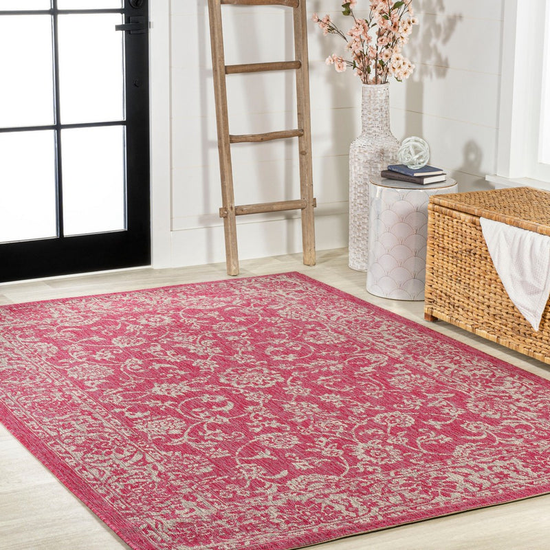 Tela Bohemian Textured Weave Floral Indoor/outdoor Area Rug