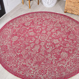 Tela Bohemian Textured Weave Floral Indoor/outdoor Round Rug