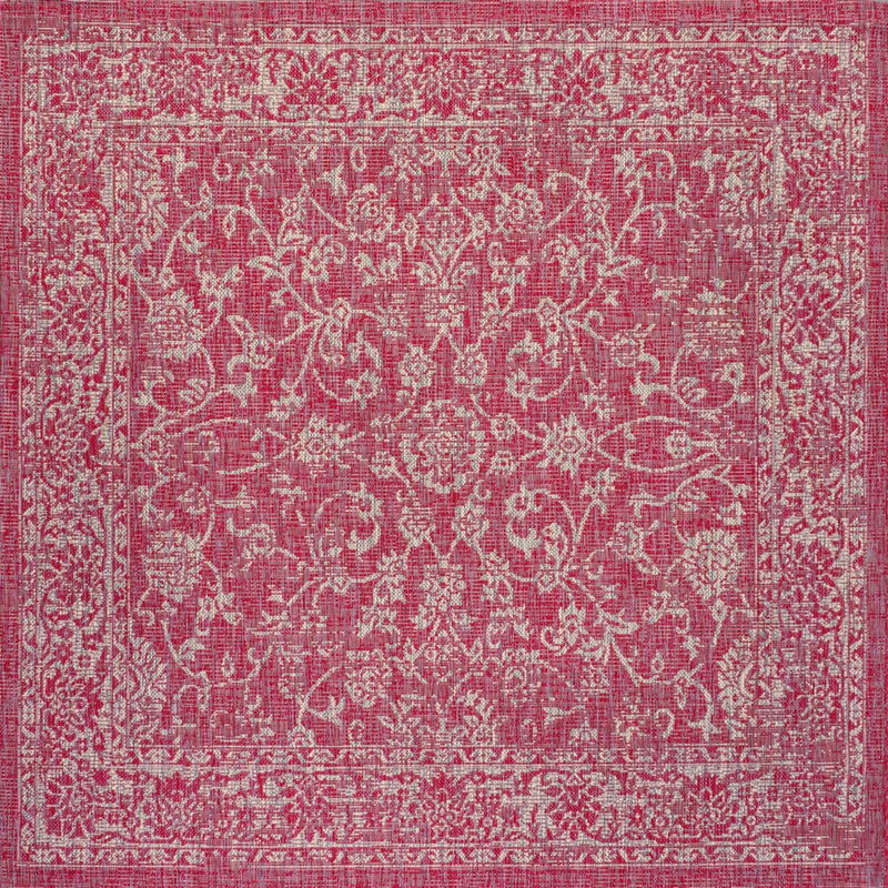 Tela Bohemian Textured Weave Floral Indoor/outdoor Square Rug