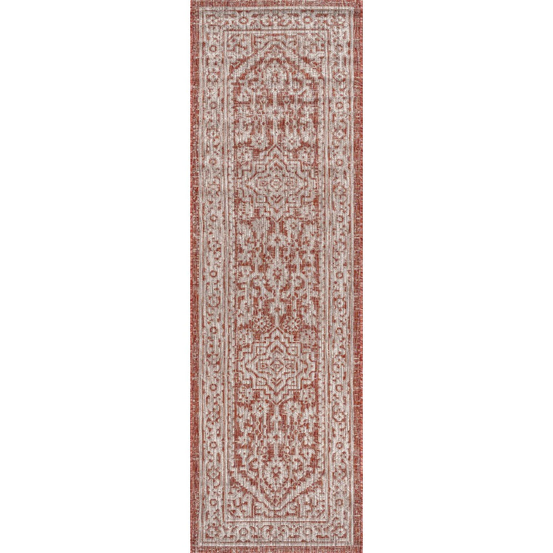 Sinjuri Medallion Textured Weave Indoor/outdoor Runner Rug