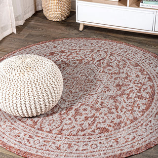 Sinjuri Medallion Textured Weave Indoor/outdoor Round Rug