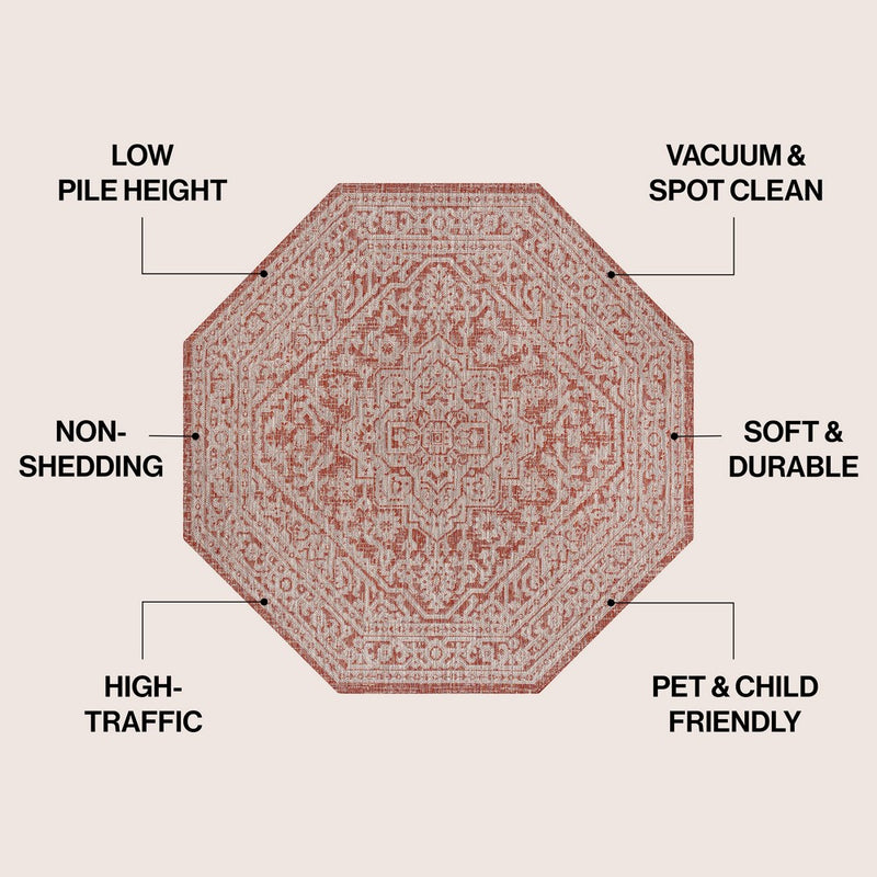 Sinjuri Medallion Textured Weave Indoor/outdoor Octagon Rug