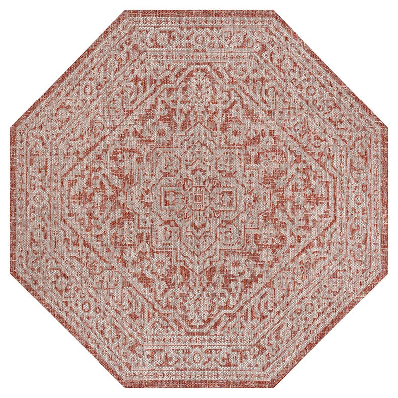 Sinjuri Medallion Textured Weave Indoor/outdoor Octagon Rug