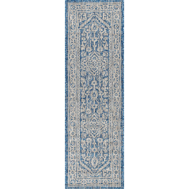 Sinjuri Medallion Textured Weave Indoor/outdoor Runner Rug