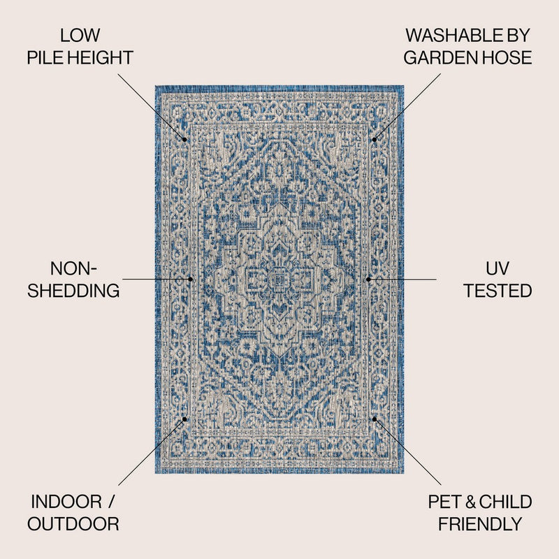 Sinjuri Medallion Textured Weave Indoor/outdoor Area Rug