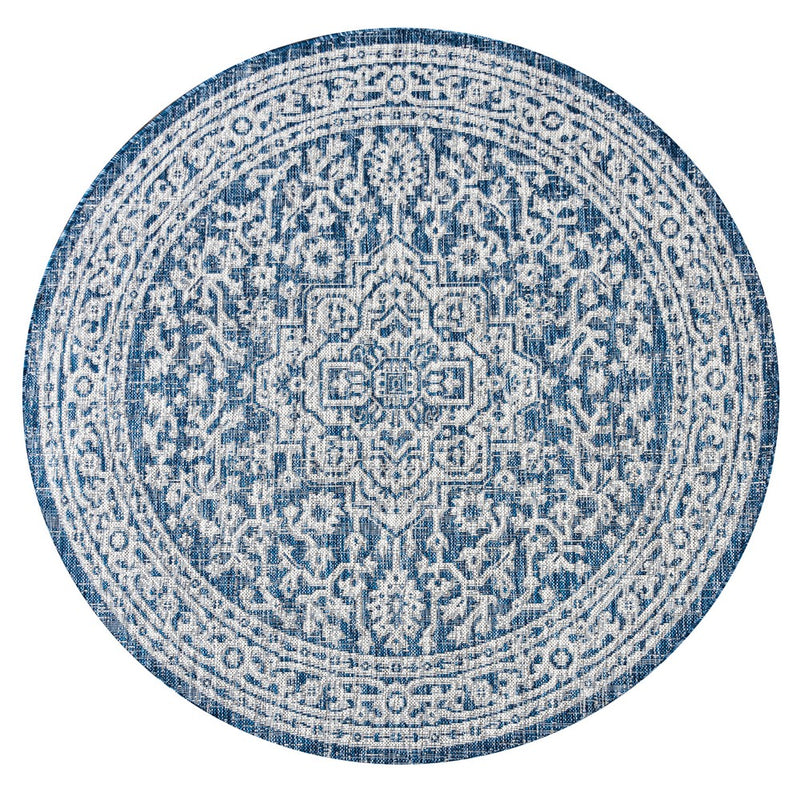 Sinjuri Medallion Textured Weave Indoor/outdoor Round Rug