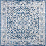 Sinjuri Medallion Textured Weave Indoor/outdoor Square Rug