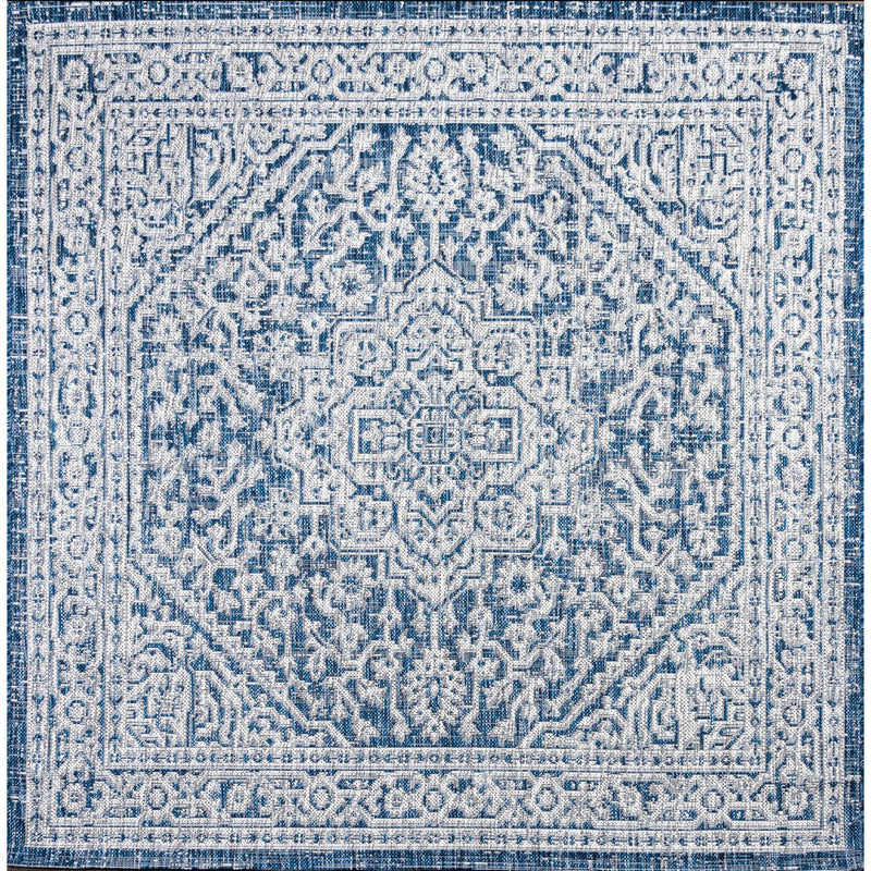 Sinjuri Medallion Textured Weave Indoor/outdoor Square Rug