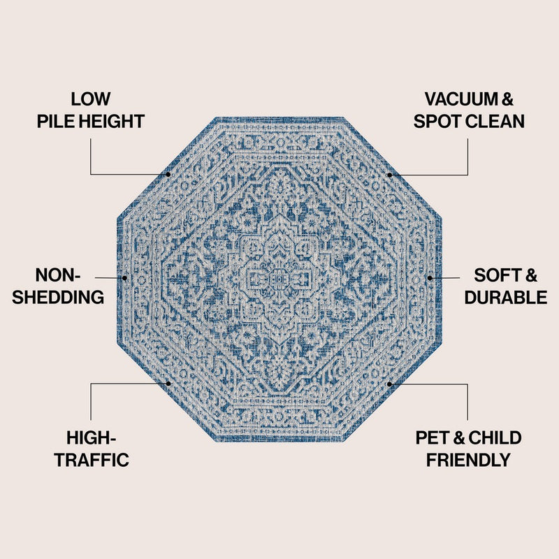 Sinjuri Medallion Textured Weave Indoor/outdoor Octagon Rug