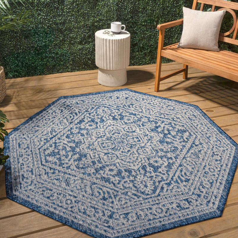 Sinjuri Medallion Textured Weave Indoor/outdoor Octagon Rug
