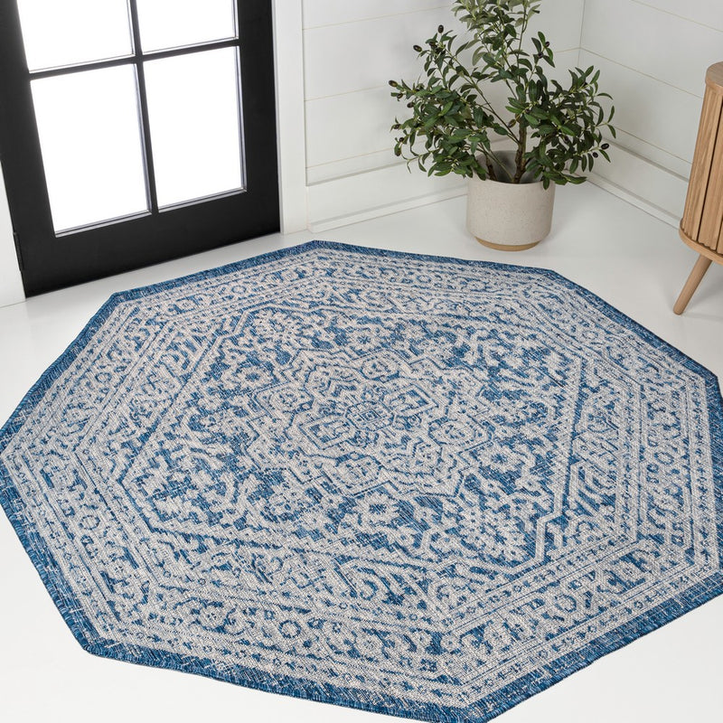 Sinjuri Medallion Textured Weave Indoor/outdoor Octagon Rug