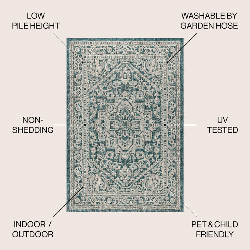 Sinjuri Medallion Textured Weave Indoor/outdoor Area Rug