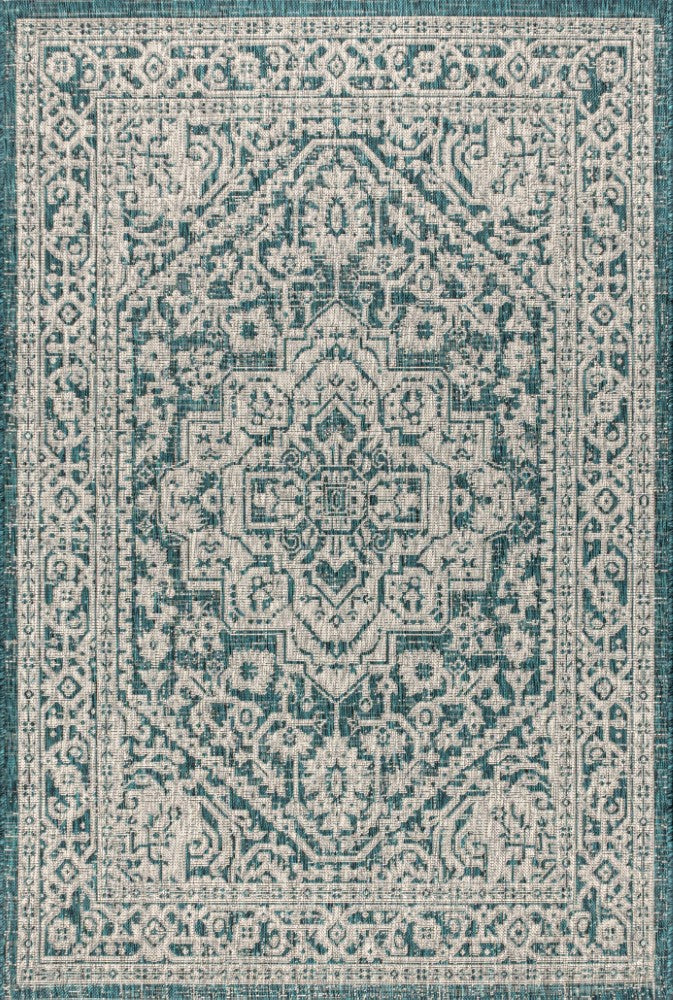 Sinjuri Medallion Textured Weave Indoor/outdoor Area Rug