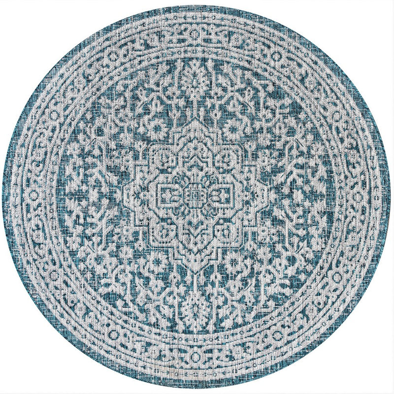 Sinjuri Medallion Textured Weave Indoor/outdoor Round Rug